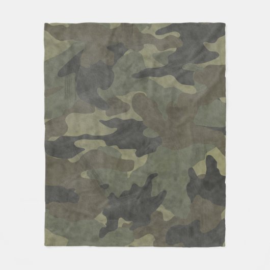 Grunge Khaki Green Camouflage Custom Fleece Blanke (Vorderseite)