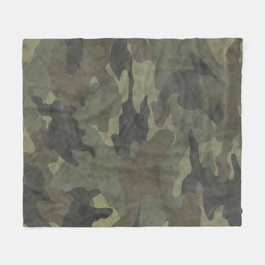 Grunge Khaki Green Camouflage Custom Fleece Blanke (Vorderseite (Horizontal))