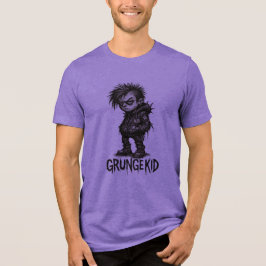 Grunge Kid – Edgy Transparent Cartoon Design Tri-Blend Shirt