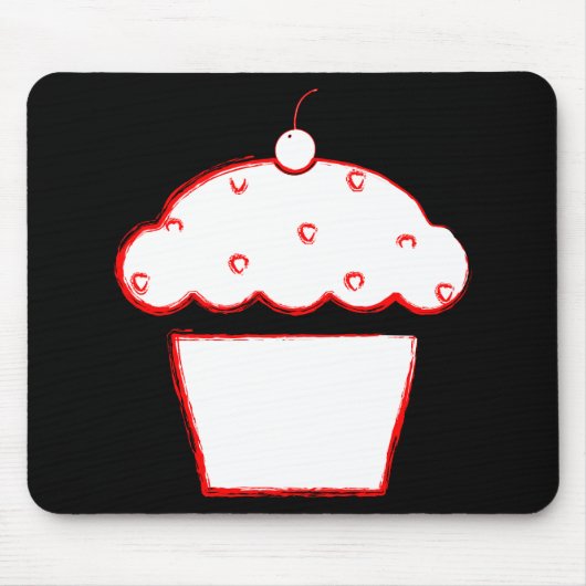 Grunge-Kirsch-Cupcake Mousepad (Vorne)