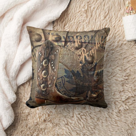 Grunge Lastwagen-Rad-Westerncowboyhochzeit Kissen (Decke)