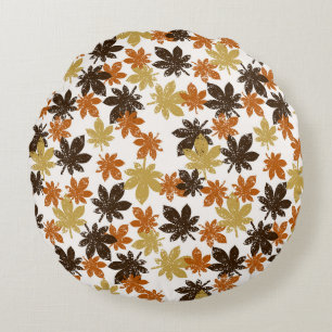 Grunge Leaf: Nahtloses Hintergrundmuster. Rundes Kissen