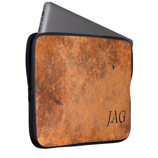 Grunge Leather Monogram Laptopschutzhülle (Vorne Rechts)