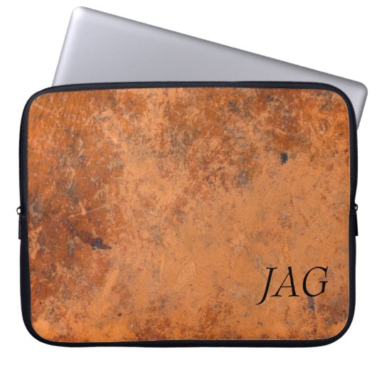 Grunge Leather Monogram Laptopschutzhülle (Vorderseite)