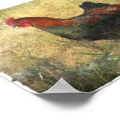 Grunge Leinwand Schwarze Kupfer Marans auf dem Fel Poster (Ecke)