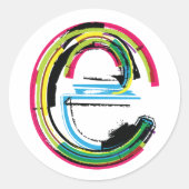 Grunge Letter E Runder Aufkleber (Vorderseite)