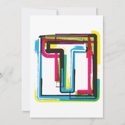 Grunge Letter T Bold bunt Urban Typografy Einladung (Vorderseite)