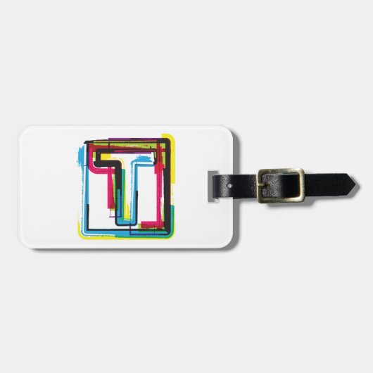 Grunge Letter T Bold bunt Urban Typografy Gepäckanhänger (Vorderseite horizontal)