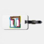 Grunge Letter T Bold bunt Urban Typografy Gepäckanhänger (Rückseite horizontal)