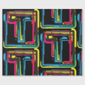 Grunge Letter T Bold bunt Urban Typografy Geschenkpapier (Flach)