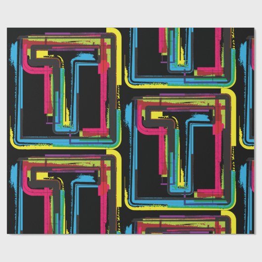 Grunge Letter T Bold bunt Urban Typografy Geschenkpapier (Flach)