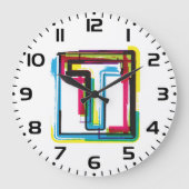 Grunge Letter T Bold bunt Urban Typografy Große Wanduhr (Vorderseite)