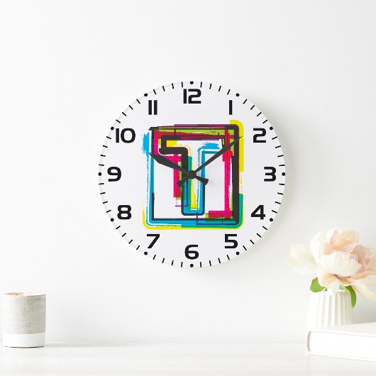 Grunge Letter T Bold bunt Urban Typografy Große Wanduhr