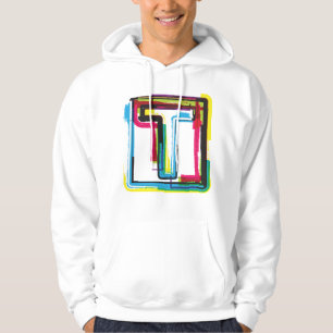 Grunge Letter T Bold bunt Urban Typografy Hoodie