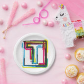 Grunge Letter T Bold bunt Urban Typografy Pappteller (Party)