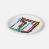 Grunge Letter T Bold bunt Urban Typografy Pappteller (Schrägansicht)