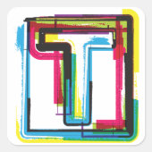 Grunge Letter T Bold bunt Urban Typografy Quadratischer Aufkleber (Vorderseite)