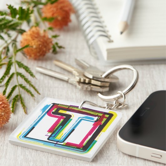 Grunge Letter T Bold bunt Urban Typografy Schlüsselanhänger (Vorderseite rechts)