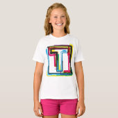 Grunge Letter T Bold bunt Urban Typografy T-Shirt (Vorne ganz)