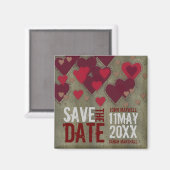 Grunge Liebe Hearts v2 Save the Date Magnet (Vorderseite/Rückseite)