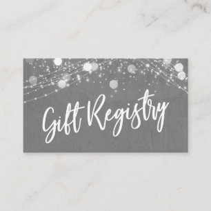 Grunge & Lights Lässiges Script Graue Gift Registr Begleitkarte