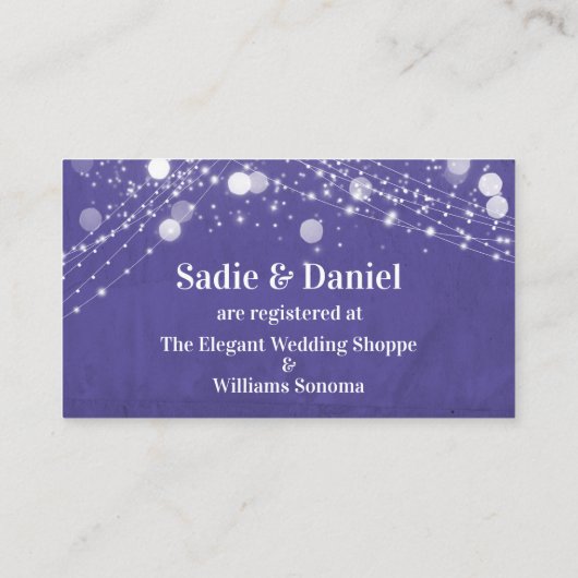 Grunge Lights Lässiges Skript Lila Geschenkregiste Begleitkarte (Rückseite)