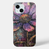 Grunge Lila Daisy Abstrakt Art Monogram Case-Mate iPhone Hülle (Rückseite)