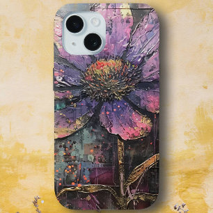 Grunge Lila Daisy Abstrakt Art Monogram Case-Mate iPhone Hülle