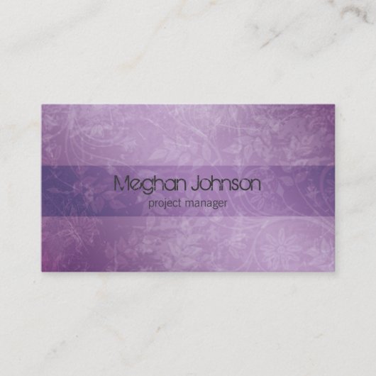 Grunge-lila Trendy Geschäfts-mit Blumenkarte Visitenkarte (Vorderseite)