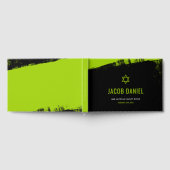 Grunge Lime Green Black Bar Mitzvah Gästebuch (Voll)