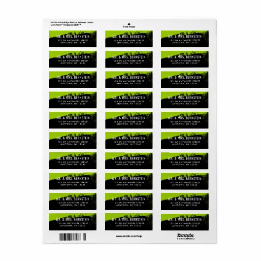 Grunge Lime Green Black Rücksendeadresse (Vorne)