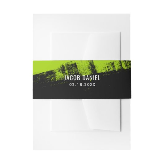 Grunge-Limones grünes schwarzes Bar Mitzvah Einladungsbanderole (Vorderseite Beispiel)