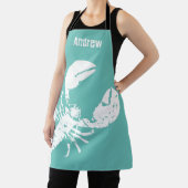 Grunge Lobster Blue White Seafood Print Custom Schürze (InSitu)