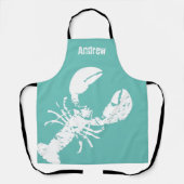 Grunge Lobster Blue White Seafood Print Custom Schürze (Vorderseite)