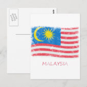 Grunge Malaysia Flag Postkarte (Vorne/Hinten)