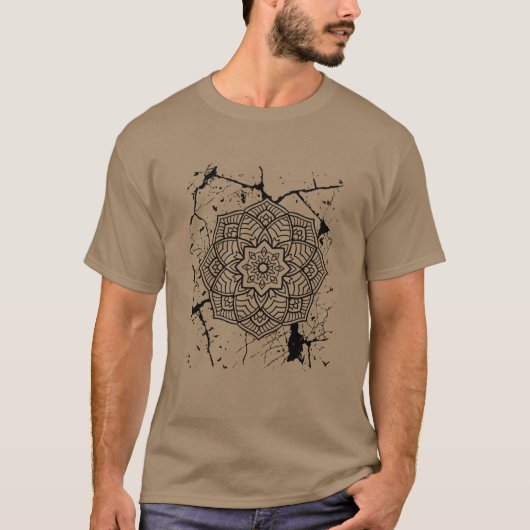 Grunge Mandalases Grau T - Shirt (Vorderseite)