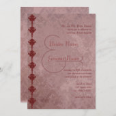 Grunge Maroon Damask Einladung zur Hochzeit (Vorne/Hinten)