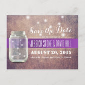 Grunge Mason Jar & Fireflies Save the Date Ankündigungspostkarte (Vorderseite)