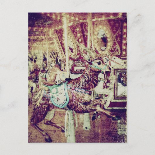 Grunge Merry-Go-Round-Goat Feiertagspostkarte (Vorderseite)