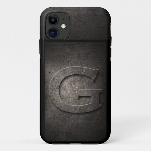 Grunge Metal G Monogram iPhone Case (Rückseite)