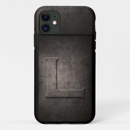 Grunge Metal L Monogram iPhone Case (Rückseite)