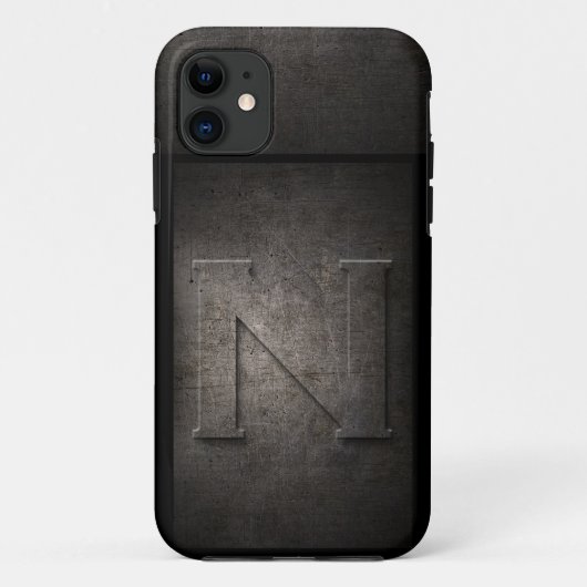 Grunge Metal Monogram iPhone Case (Rückseite)