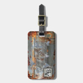 Grunge Metallic World Map Gepäcktag Gepäckanhänger (Vorderseite vertikal)