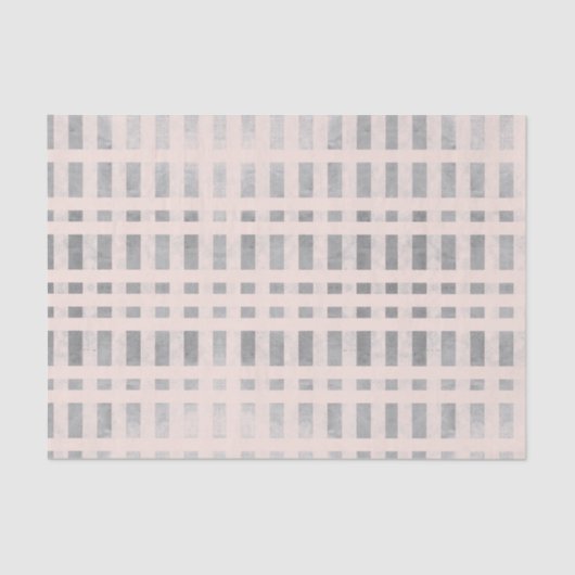 Grunge Metallische Silber Rose Blush Kariert Decou Seidenpapier (Vorderseite)