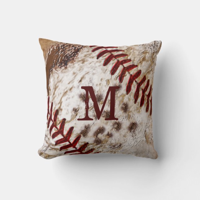 Grunge-mit Monogramm schmutziges Baseball-Kissen Kissen (Vorderseite)