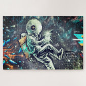 Grunge Modern Space Astronaut Street Art Puzzle (Horizontal)