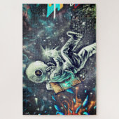 Grunge Modern Space Astronaut Street Art Puzzle (Vertikal)