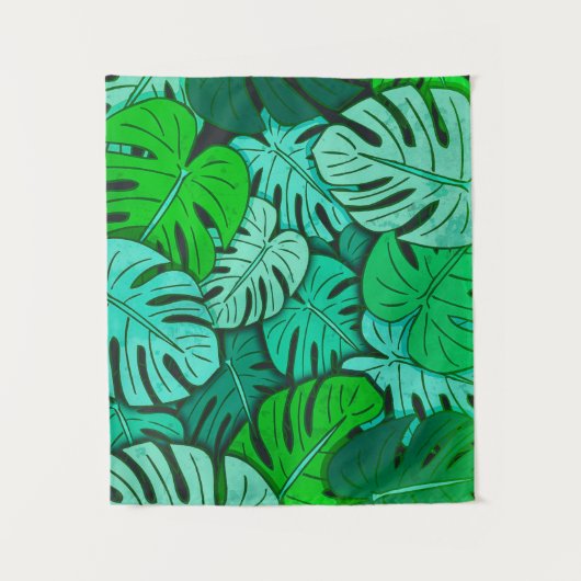 Grunge Monstera Blätter Nr. 2 Klein Wandteppich (Vorderseite)