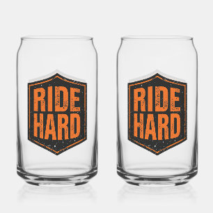 Grunge-Motorrad "Ride Hard" Schild Dosenglas