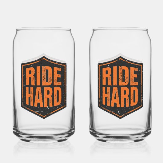 Grunge-Motorrad "Ride Hard" Schild Dosenglas (Vorderseite)